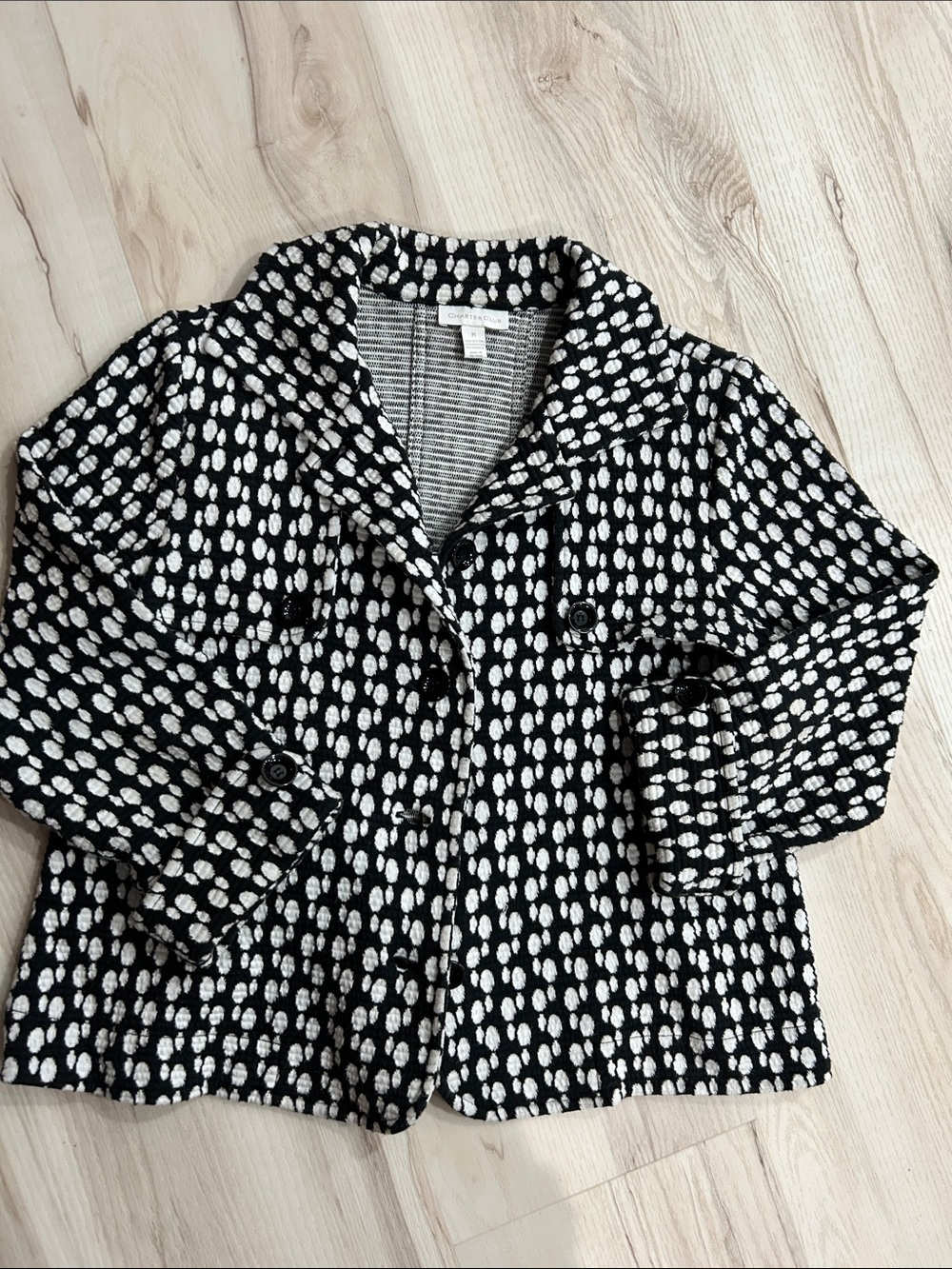 Charter Club Black and White Dot-Pattern Blazer
